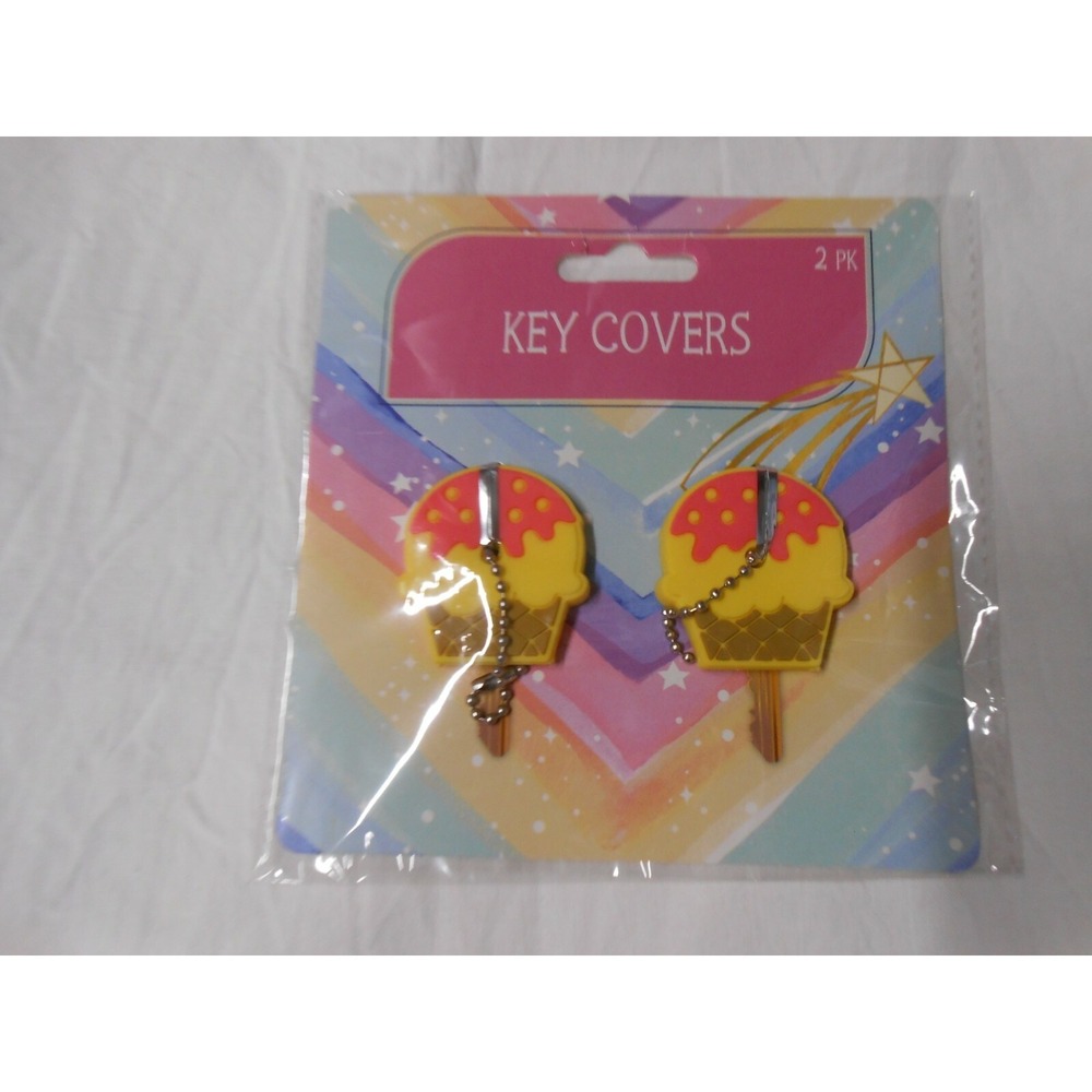 New Cute 2 pack Waffle Cones Ice Cream key covers Caps for Keychain House Home
